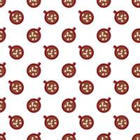 Red mug with cocoa and marshmallows, top view vector