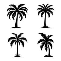 palm tree silhouette set in a simple, minimalist style vector