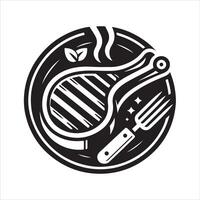 Beef steak platter with fork,lamb steak vector