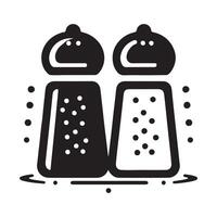 Silhouette of salt and pepper jar white and black. vector