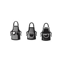 Chef apron icon set in black vector