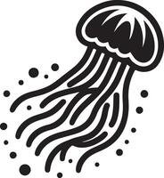 Graceful Jellyfish Silhouette Floating in the Deep Ocean vector