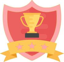 a trophy cup on a shield with three stars vector