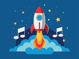 Business start up idea with Rocket launch up to the space vector