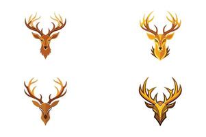 Four different deer head designs with horns vector