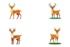 Deer set of icons on white background vector
