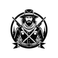 A man with a beard and hat in a circle vector