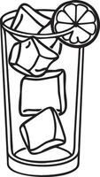 A black and white drawing of a glass of lemonade vector