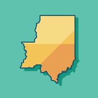 Illustration of a long shadow map of the state of indiana vector