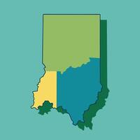 Indiana map with state flag and state outline vector