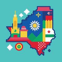 The map of the country of morocco with flags vector