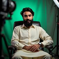 Confident Professional in a Busy Studio photo