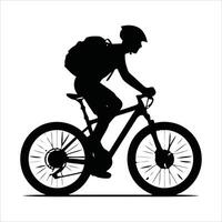 Bicycle with ridder Silhouette on a Clean White Canvas. vector