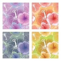 Seamless patterns with hibiscus flowers vector