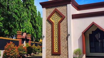 a mosque with a decorative design on the side photo