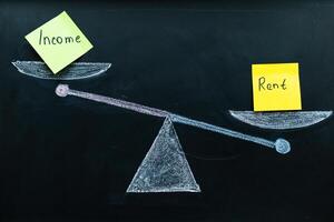 abstraction on the topic of real estate. the cost of a renting exceeds the income photo