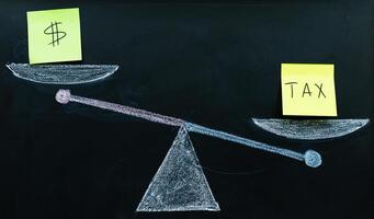 abstraction on the topic of income and bills. bills exceed income level, imbalance between income and expenses photo