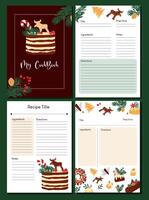 Vertical pages for notes about preparation homemade desserts. Blank hand drawn template for recipe book. vector