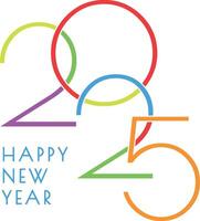 Modern green 2025 text new year event greeting card design. vector