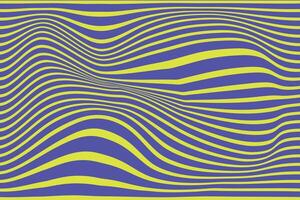 Y2k Wavy Pattern. Trendy Groovy Abstract Curvy Striped Background. Vibrant wavy yellow and purple lines creating an optical illusion with dynamic movement. Psychedelic background. vector