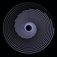 Circular concentric design with purple rings forming a hypnotic spiral on a black background. Technology round. Wave Logo. Trendy design element for logo, sign, symbol, prints, web pages, template. vector