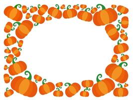 halloween banner oval template frame in rectangle with pumpkins. border frame with white copy space background. horizontal halloween or Thanksgiving day empty greeting card or advertising mockup vector