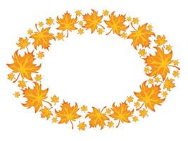 Happy Thanksgiving cartoon autumn leaves oval frame. typography postcard. vector