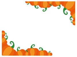 Pumpkin frame square rectangle template for social media. illustrations. Thanksgiving or Halloween backdrop in cartoon style with pumpkin harvest. Autumn background. Color design vector