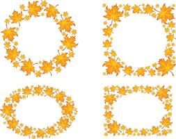 Banner design set with autumn leaves, round circle and oval templates with orange leaves. illustration vector