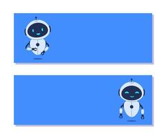 Horizontal background with robot and copy space for text. banners for tech-themed designs, chatbot concepts, and digital communication projects vector