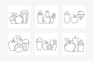 Minimalist One Line Food Icons Simple Illustration Art on White Background vector
