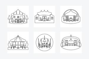Hand-Drawn One Line Illustration of Restaurant Settings - Minimalist Art on White Background vector