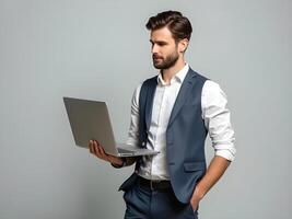 Professional Businessman Engaging with Technology photo
