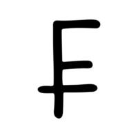Hand drawn swiss franc currency symbol. Brush stroke doodle. Single element for design vector