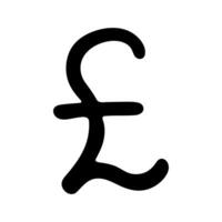 Hand drawn british pound currency symbol. Brush stroke doodle. Single element for design vector