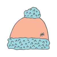 Winter cap doodle Hand drawn winter accessories Single design element for card, print, design, decor vector