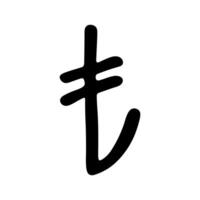 Hand drawn turkish lira currency symbol. Brush stroke doodle. Single element for design vector