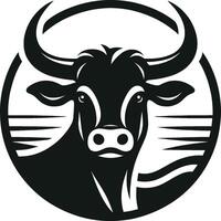 Bold Bull's Head Illustration with Circular Frame vector