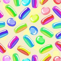 seamless pattern with bright glossy jelly candies on light background vector