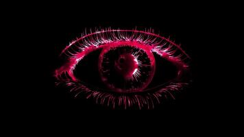 Neon frame effect, bright eyes on black background video