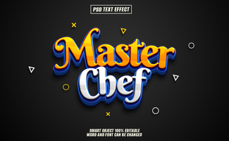 Editable Master Chef text effect for game, logos, and branding. psd
