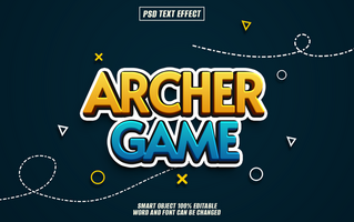 Editable archer game text effect with a playful, dynamic style. Perfect for game logos, psd
