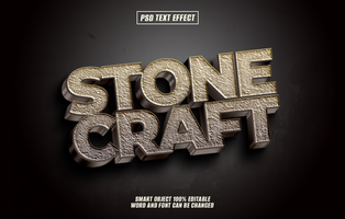 Stone craft text effect in brow tones. psd