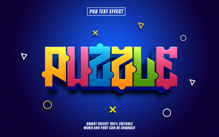 Colorful and playful puzzle text effect ideal for game logos, psd