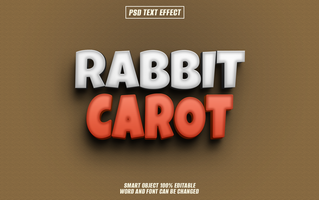 Cute and charming rabbit carrot text effect, ideal for children's games, psd