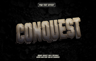 Powerful 3d text effect for conquest or victory themes. psd
