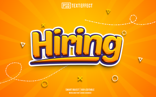 Hiring text effect. Editable for quick customization and branding. psd
