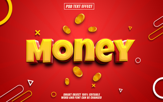 money 3d text effect on a red background. psd