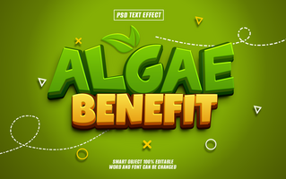 3D text effect the benefits of algae. psd