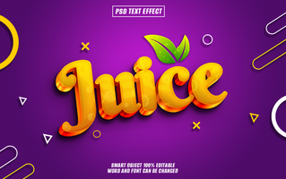Vibrant, editable 3d text effect for juice branding psd